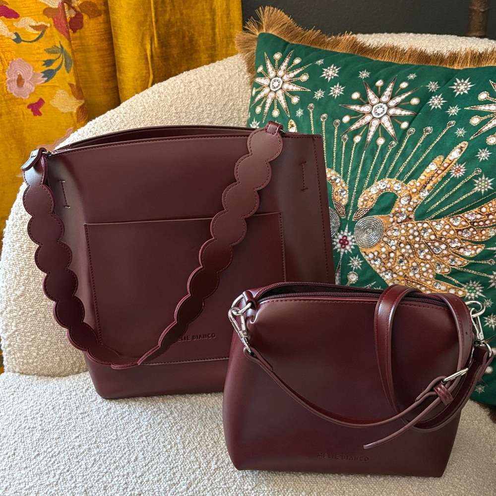 Melie Bianco Elegant Burgundy Women Bag Set